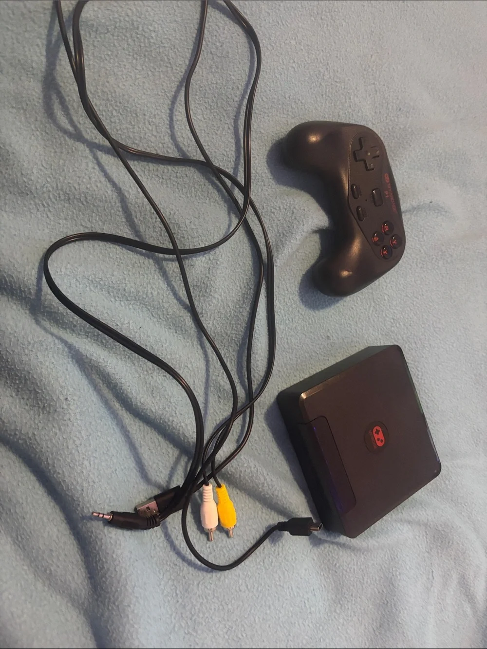 Black Retro-Style Video Game Console with Wired Controller
